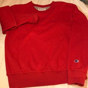 Cherry Red champion crewneck, worn once